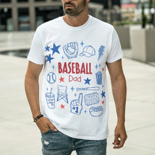 Camiseta Pai de Beisebol Ícones Retro de Dia de Jogo