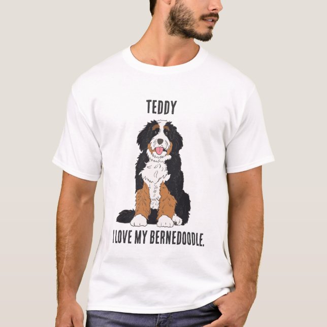 Camiseta Pai de Bernedoodle Personalizado com Nome (Frente)