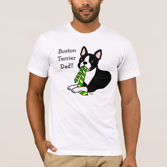 Camiseta Pai de Boston Terrier com laço 1 (Frente)