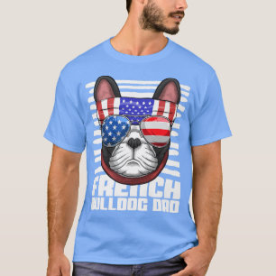 Camiseta Pai de Buldogue Francês Óculos escuros 4 de julho 
