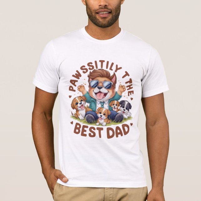 Camiseta Pai de Cachorro Bonito, Quadrado, De Melhor Pai (Frente)