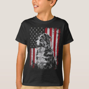 Camiseta Pai de cachorro Border Collie Mãe América 4 de jul