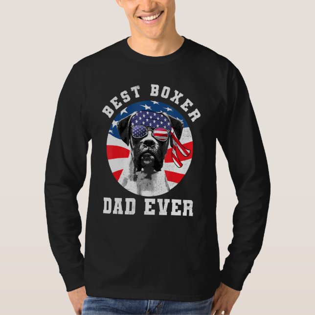 Camiseta Pai de Cachorro-Boxeiro da Mens Nunca Bandeira Ame (Frente)