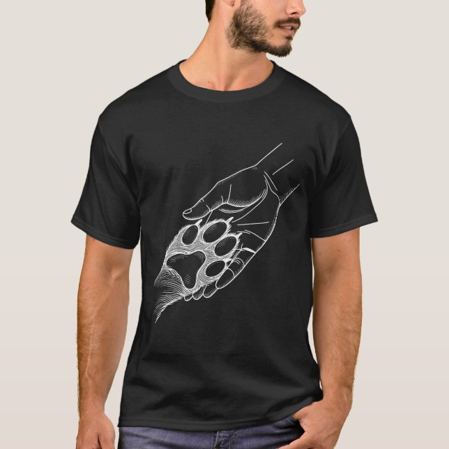 Camiseta Pai de Cachorro Choque de Punho com Pata de Cachor (Frente)