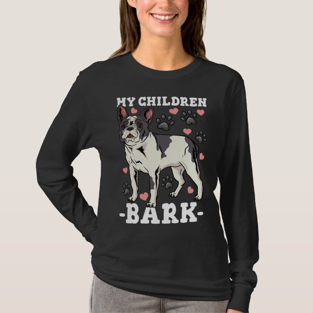 Camiseta Pai de Cachorro Engraçado Francês Mãe (Frente)