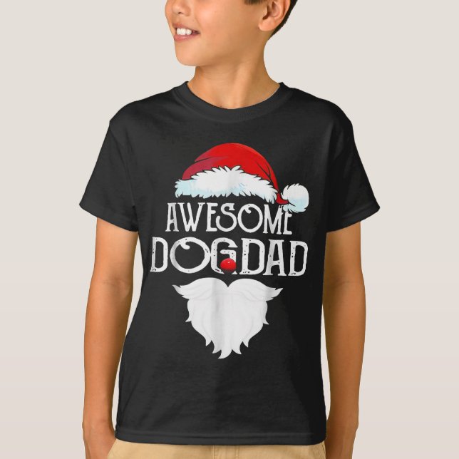 Camiseta Pai de Cachorro Fantástico Natal Santa Hat Família (Frente)