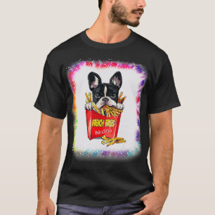 Camiseta Pai De Cachorro Francês Mãe Garota Tie Dye Bleach