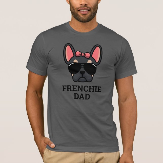Camiseta Pai de Cachorro Francês Negro Tan Bulldog Francês (Frente)