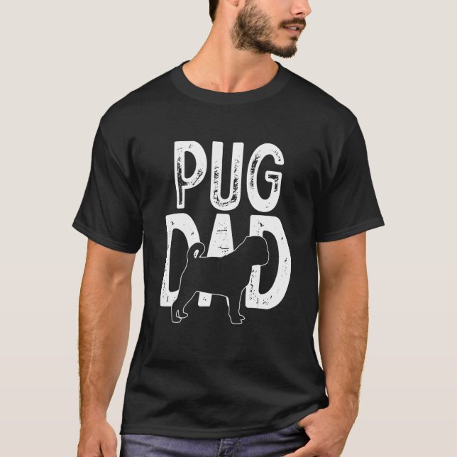 Camiseta Pai de cachorro pug adorável (Frente)
