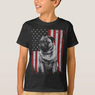 Camiseta Pai de cachorro Pug Mãe América 4 de julho Patriót