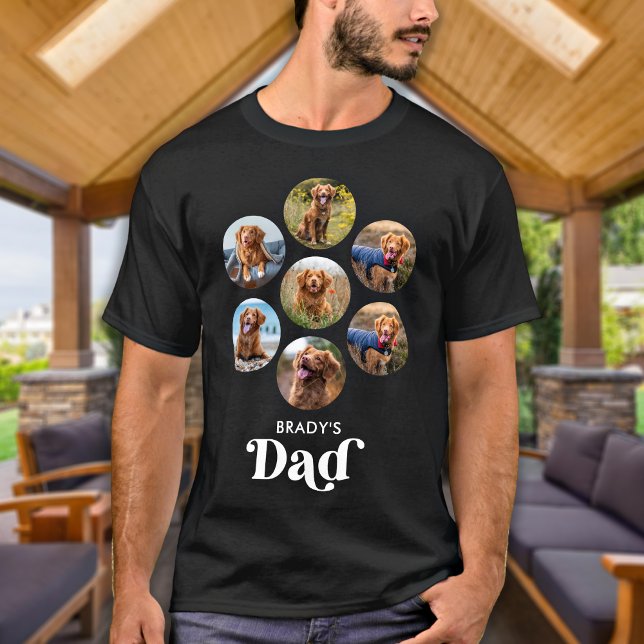 Camiseta Pai De Cães Cão-De-Colagem Personalizada De Fotos  (Criador carregado)
