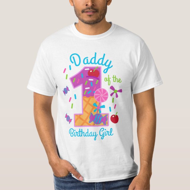 Camiseta Pai de Candyland do Primeiro pirulito de aniversár (Frente)