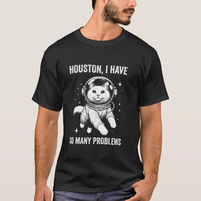 Camiseta Pai de Cat Mamãe Espaço Houston Problema Snowshoe (Frente)