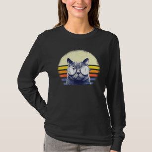 Camiseta Pai de Cat Vintage 80s Cat Retro Óculos de sol Dis