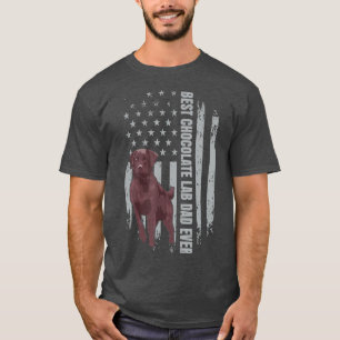 Camiseta Pai de Chocolate Bandeira Americana Brown Labrador