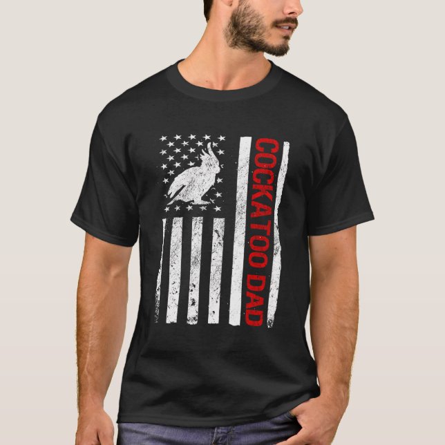 Camiseta Pai de Cockatoo Americano Flag Engraçado Pássaro M (Frente)