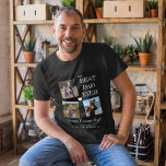 Camiseta Pai de colagem de fotos do Dia de os pais 3 feliz<br><div class="desc">A tipografia negra filhas da família colagem de fotos em camiseta branca e preta personalizada com suas 3 fotos e seu texto. O pode ser um presente de manutenção de excelente para pai para Dia de os pais, aniversário, Natal ou qualquer outra ocasião. Observe que a cor do texto pode...</div>