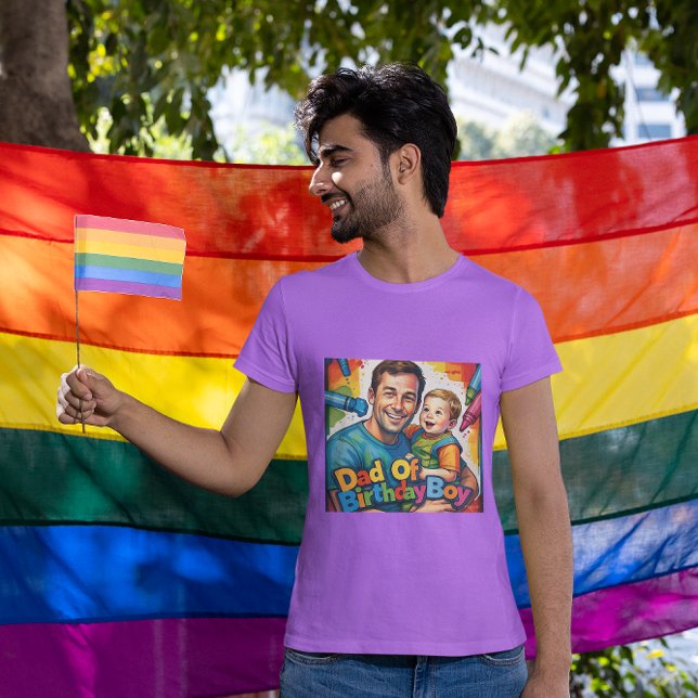 Camiseta Pai De Crianças Coloridas De Aniversário (Criador carregado)