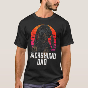 Camiseta Pai De Dachshund Retro Weiner Salsicha Cão Papá Ba