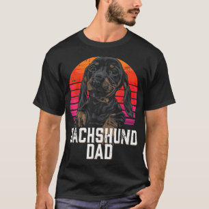 Camiseta Pai De Dachshund Retro Weiner Salsicha Cão Papá Ba