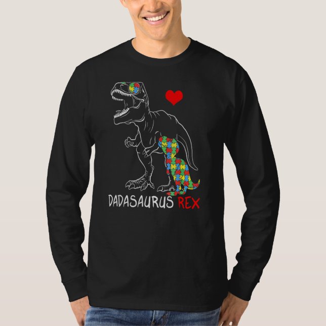 Camiseta Pai de Dadasaurus Rex Autismo de consciência orgul (Frente)