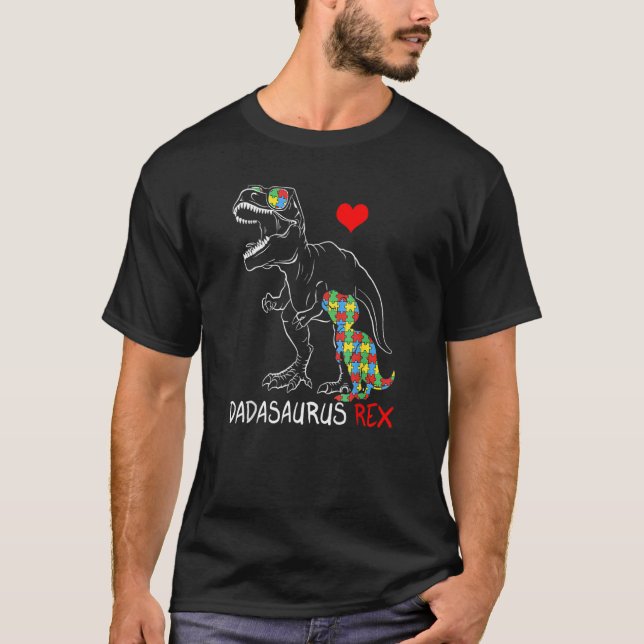 Camiseta Pai de Dadasaurus Rex Autismo de consciência orgul (Frente)