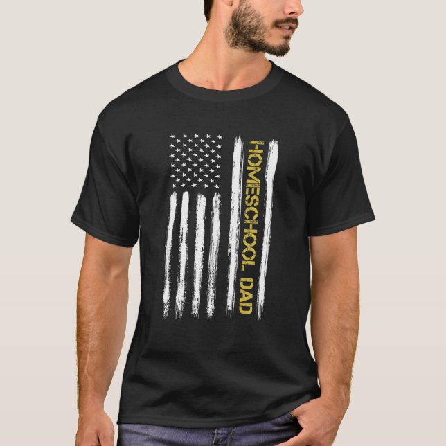 Camiseta Pai de Desescolarização do Pai de Bandeiras Americ (Frente)