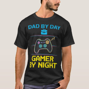 Camiseta Pai de Dia Gamer à Noite Pai de Jogos Divertido