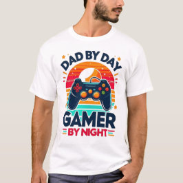 Camiseta Pai de Dia Gamer de Noite: Controles Pôr do Sol Re