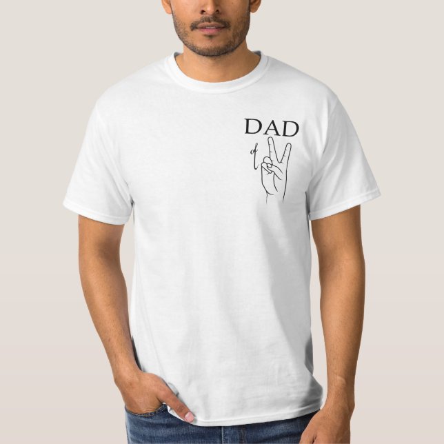 Camiseta PAI DE DOIS, Pai de gêmeos, Pai de três (Frente)