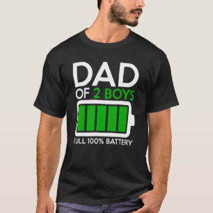 Camiseta Pai De Dois Rapazes Com Bateria De Cheio Pai Pai