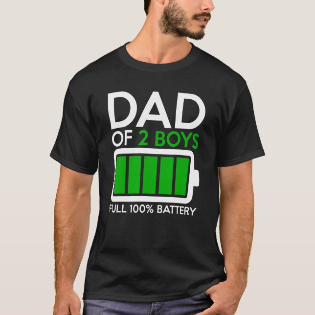 Camiseta Pai De Dois Rapazes Com Bateria De Cheio Pai Pai (Frente)