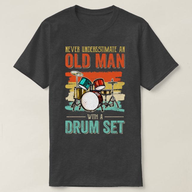 Camiseta Pai de Drummer legal Homens Conjunto de Tambor Con (Frente do Design)