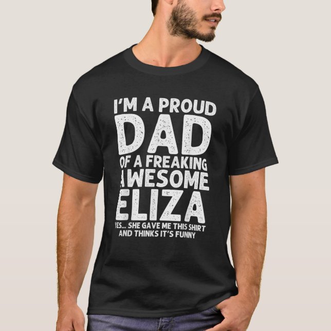Camiseta Pai de ELIZA Gift Day Padre Engraçado Personalizad (Frente)