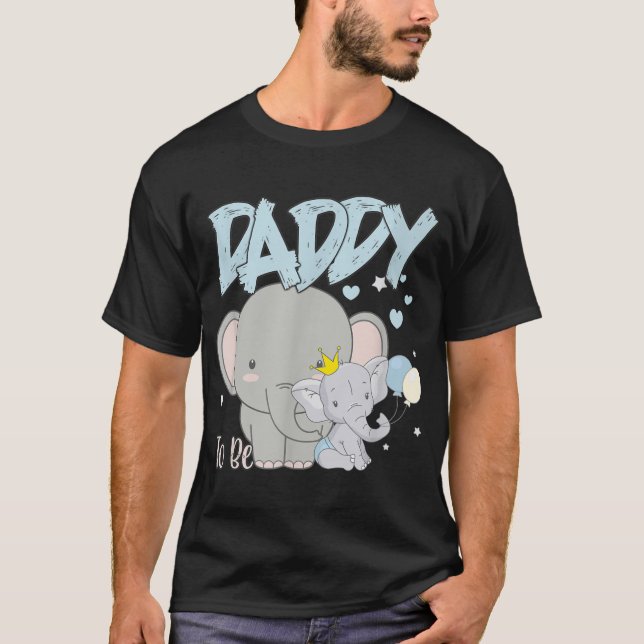 Camiseta Pai De Estar Grávida Do Chá de fraldas Elefante (Frente)