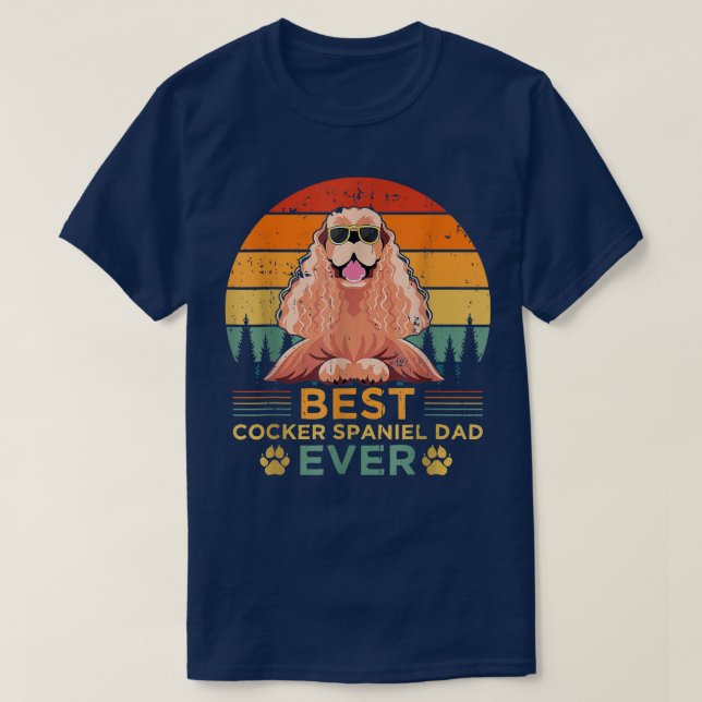 Camiseta Pai De Estilo De Retro Melhor Panela De Cocker Alg (Frente do Design)