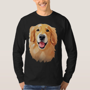 Camiseta Pai de Expressão de Rosto Feliz Cachorro Gourado
