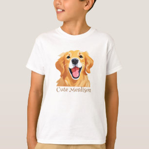 Camiseta Pai de Expressão de Rosto Feliz Cachorro Gourado