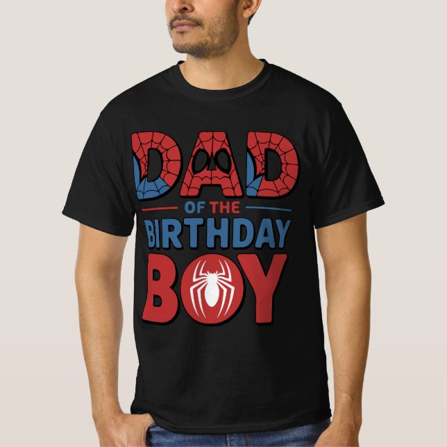 Camiseta Pai de Festa de aniversário de aranha do menino de (Frente)