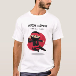 Camiseta Pai de Festa Ninja Negra e Aniversário de criança