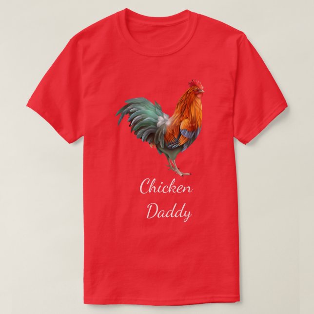 Camiseta Pai de frango Engraçado Farmer Pai de frango Roo (Frente do Design)