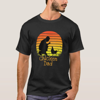 Camiseta Pai de frango Vintage Retro Sunset Chicken Farmer