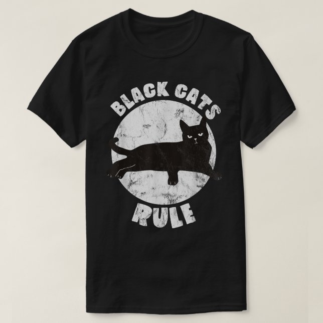 Camiseta Pai de Gatinho de Regras de Gatos Negros para Pai  (Frente do Design)