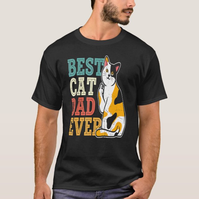Camiseta Pai De Gato De Calico Melhor Pai De Gato Ever 1 (Frente)