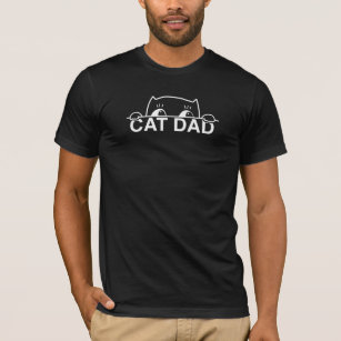 Camiseta Pai de Gato de Peeking Preto Simples, Design de Co
