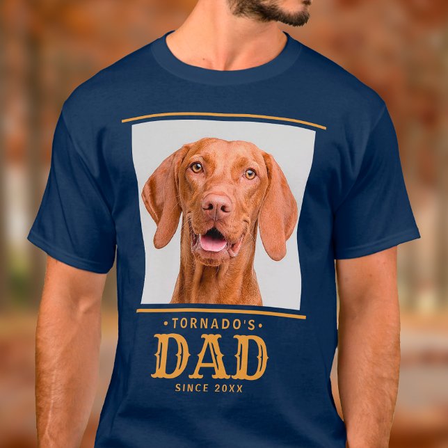 Camiseta Pai De Gato De Pet Desde O Ano Personalizado Foto (Pet Dog Dad T-Shirt)