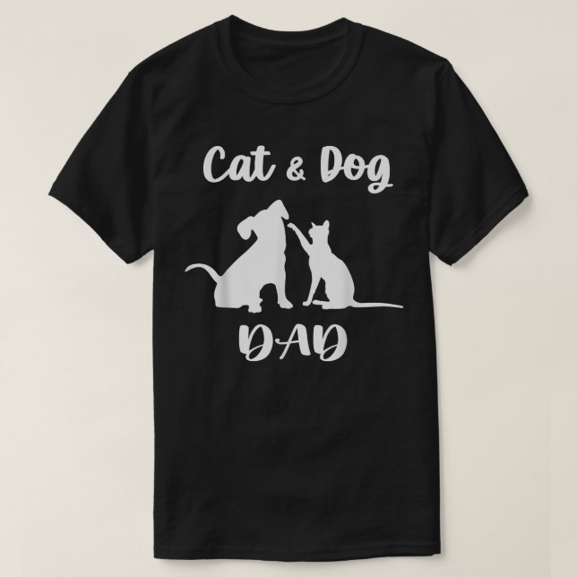 Camiseta Pai de Gato e Cachorro Amante de Animais de Estima (Frente do Design)
