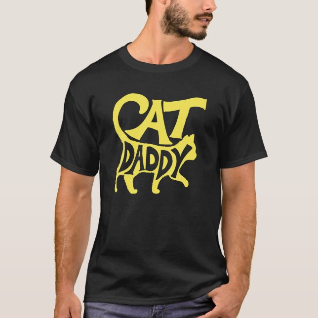 Camiseta Pai De Gato Engraçado Com Pai Simples E Letra Mini (Frente)