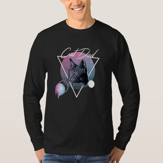 Camiseta Pai De Gato Estilo De Arte Estética De Vaporwave (Frente)