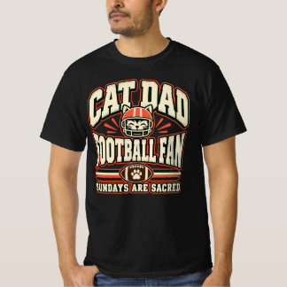 Camiseta Pai de Gato Fã de Futebol Gráfico de Laranja Creme